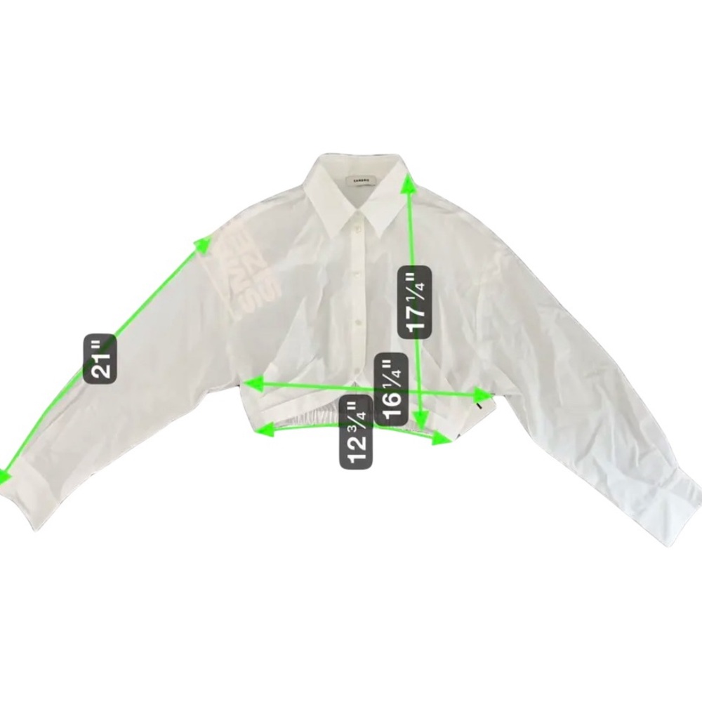 Sandro | White Button-Up Cropped Shirt - Picture 5 of 6